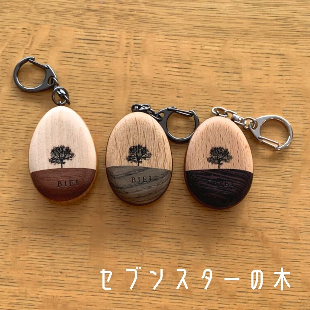 【ふるさと納税】木ーホルダー　北海道　北海道美瑛　北海道美瑛町　美瑛町　美瑛　キーホルダー　セブンスター　セブンスターの木　ケンとメリーの木　クリスマスツリーの木　貴妃花　[006-14] 3