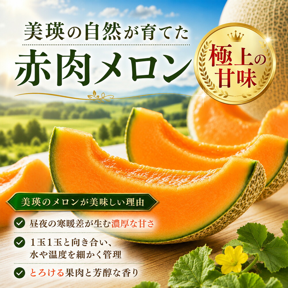 【ふるさと納税】令和9年産【先行予約】美瑛 赤肉メロン 1玉（2kg以上）2玉（1.6kg以上×2玉）金子農園 2