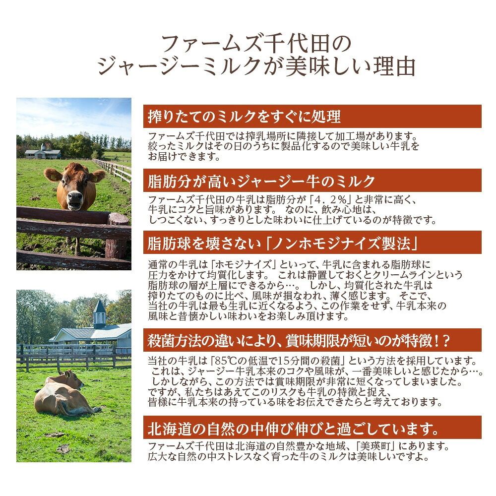 【ふるさと納税】ジャージー牛乳 900ml × 6本 セット 北海道産 搾りたて 牛乳 ファームズ千代田 4