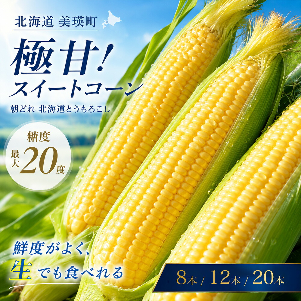 【ふるさと納税】【令和9年産予約受付 】 とうもろこし 北海道 ほしつぶコーン 8本 12本 20本 選べる 1回 2回 定期便 野菜 送料無料 北海道美瑛 北海道美瑛町 美瑛町 美瑛 北海道産 美瑛産 スイートコーン イエローコーン  5kg以上 とうきび 黒木農場