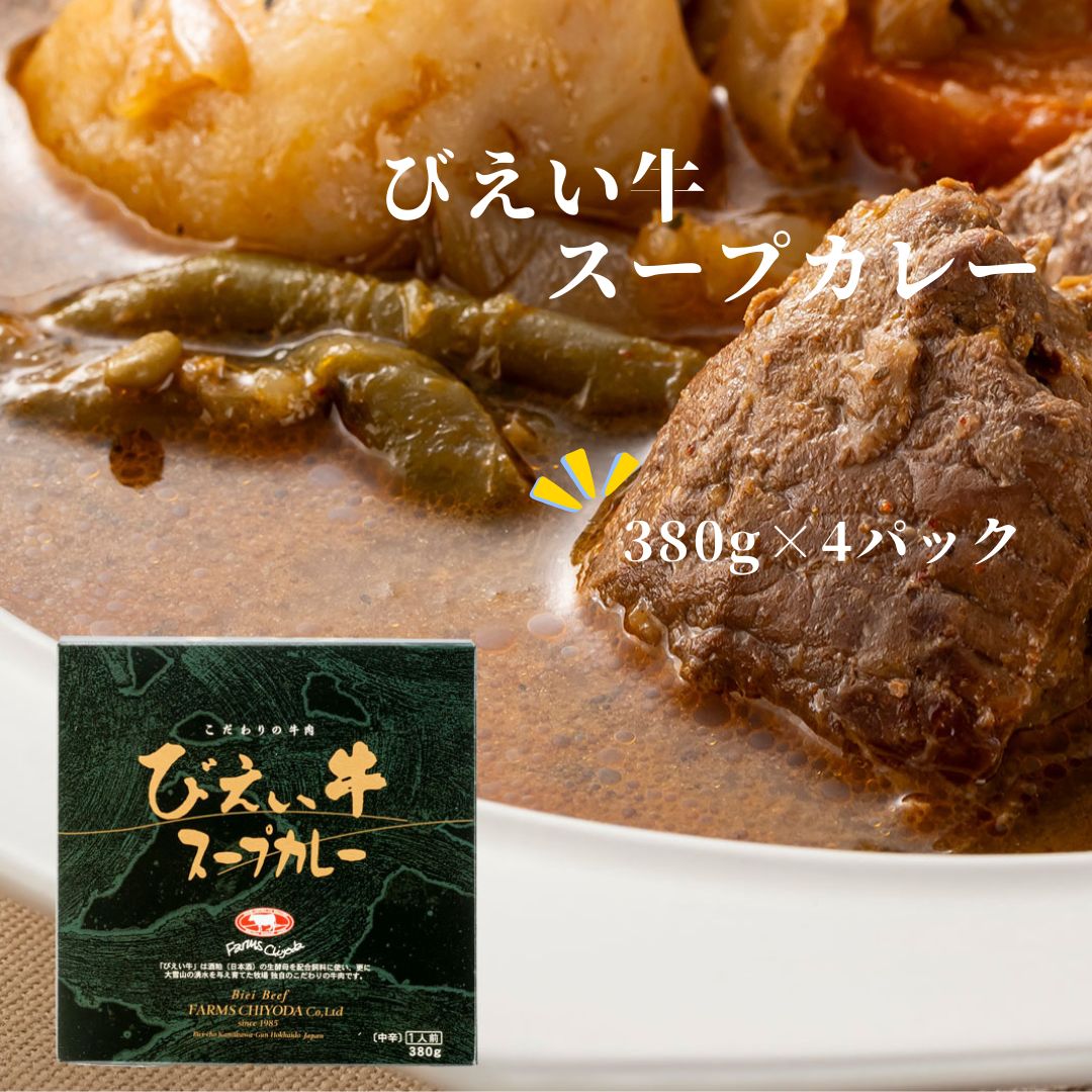 【ふるさと納税】ファームズ千代田　びえい牛スープカレー　380g×4セット